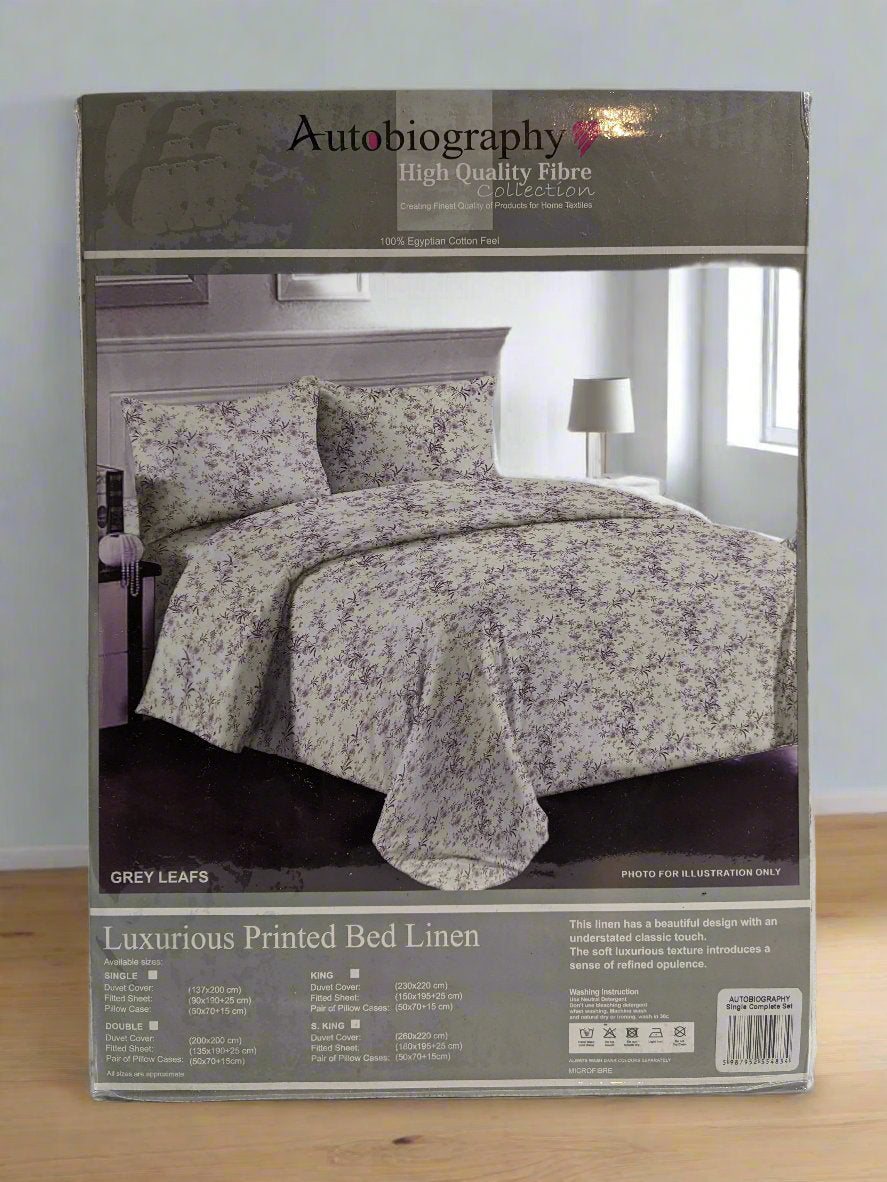 Cream Floral Print Luxury Microfibre Single Complete Duvet Cover Set