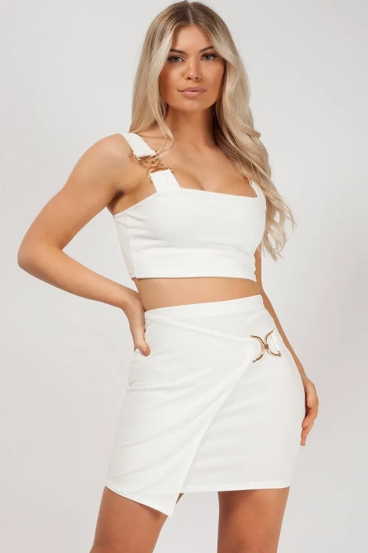 Cream Top & Skirt Buckle Co-Ord Set