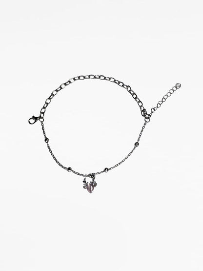 Silver Pink Design Charm Link Bracelet