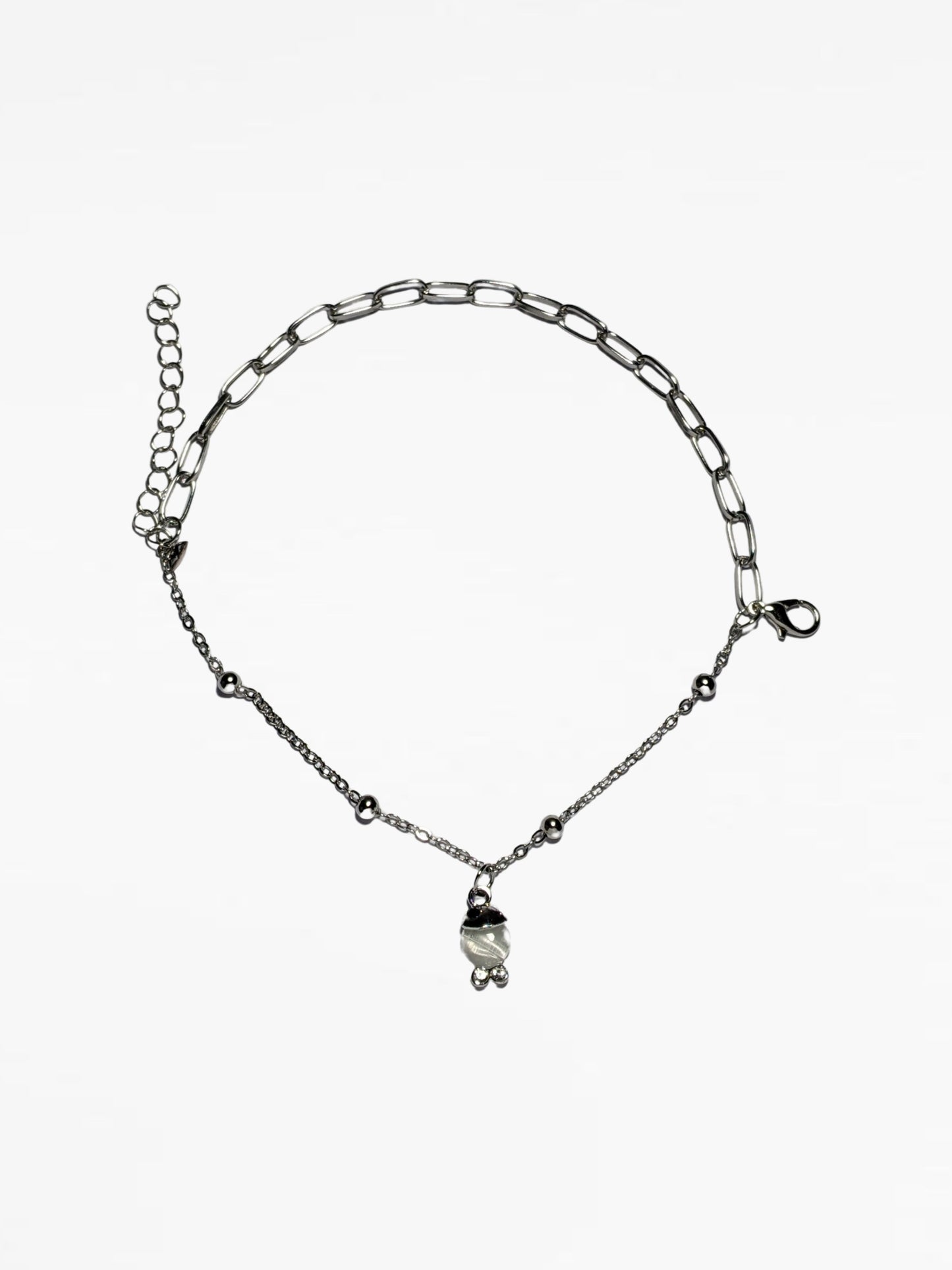 Silver Round Charm Chain Bracelet