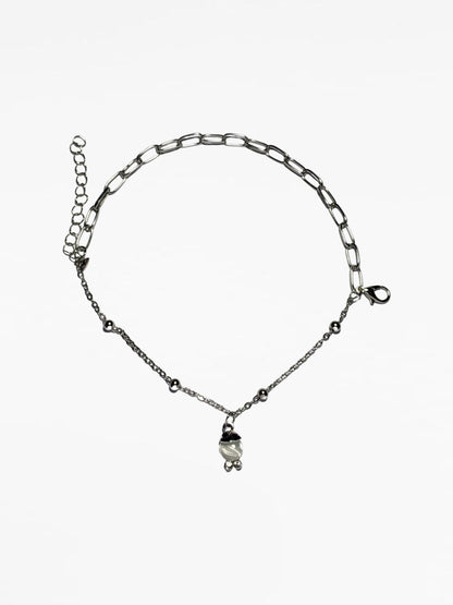 Silver Round Charm Chain Bracelet