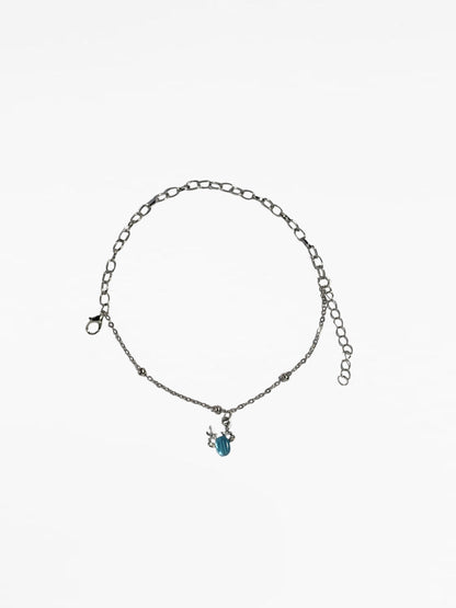 Silver Blue Design Charm Link Bracelet