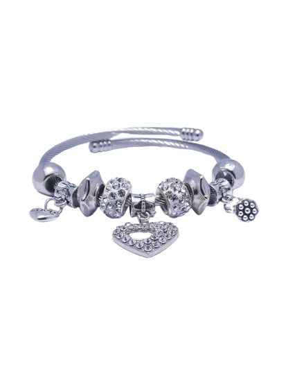 Silver Heart Multi Charm Bracelet