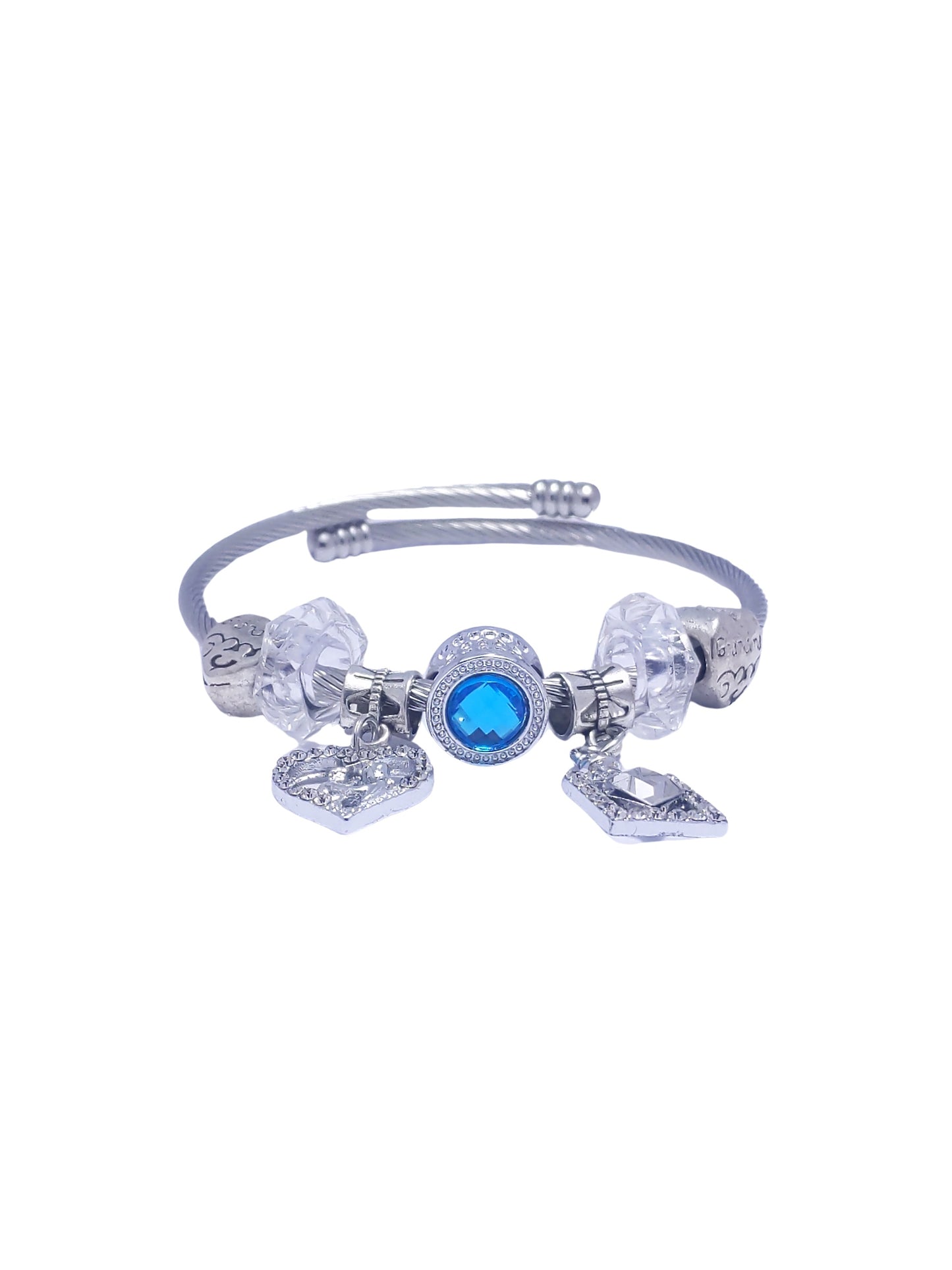 Silver Blue Jewel Grandma Multi Charm Bracelet