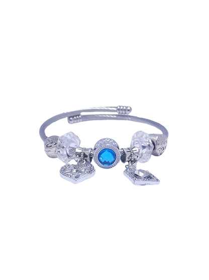 Silver Blue Jewel Grandma Multi Charm Bracelet