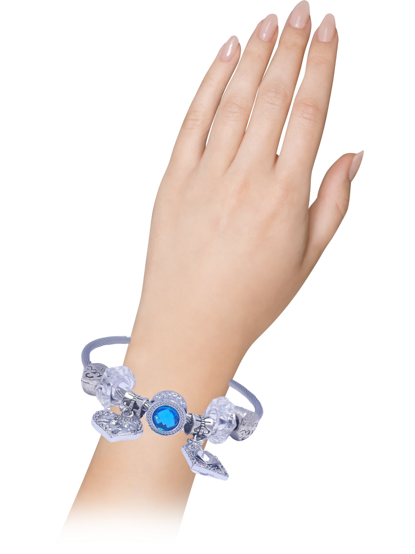 Silver Blue Jewel Grandma Multi Charm Bracelet