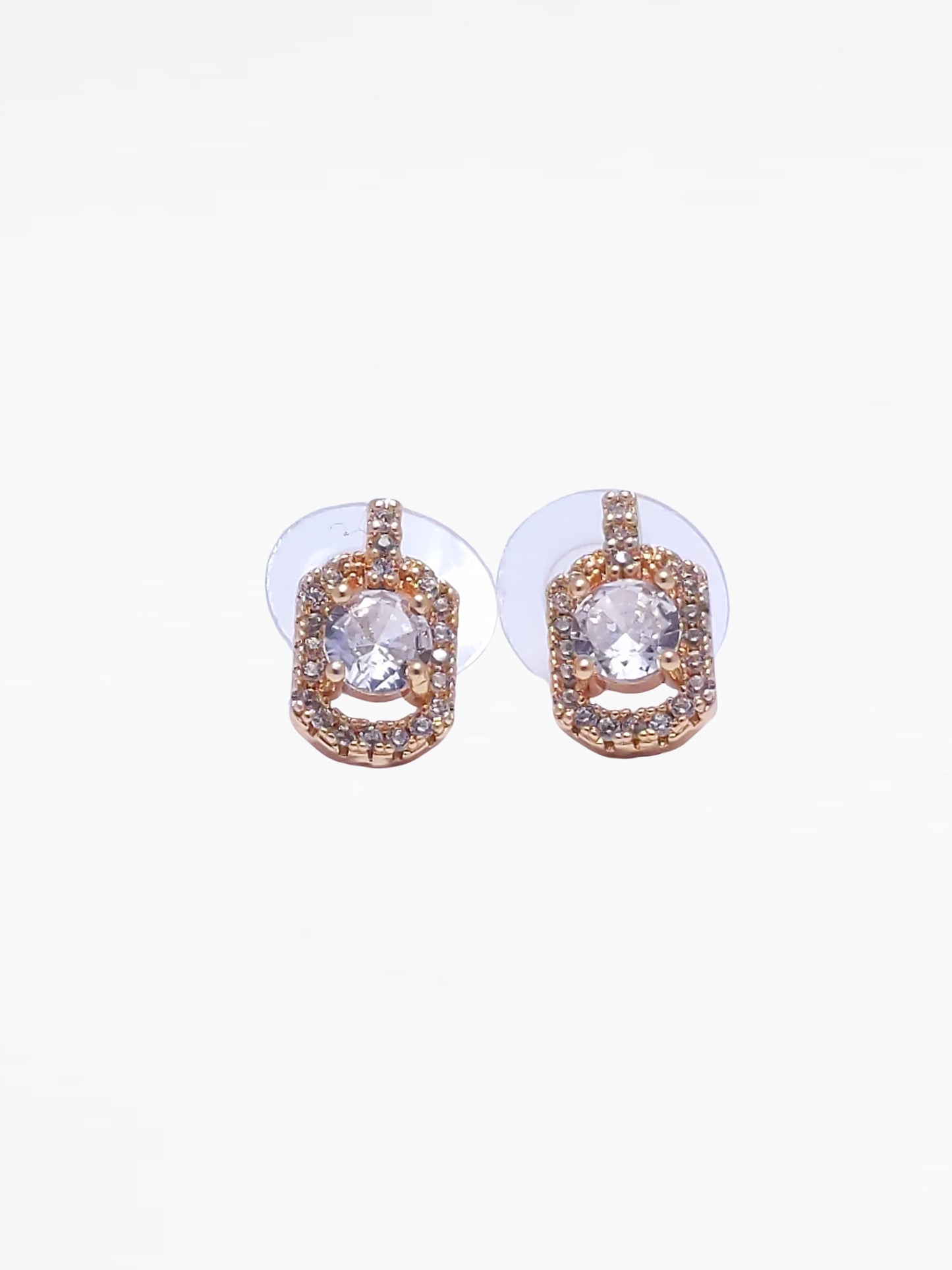 Gold Diamond Oval Stud Earrings