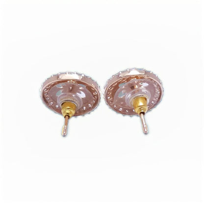 Gold Diamond Flower Detail Stud Earrings