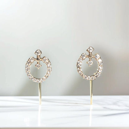 Gold Diamond Loop Stud Earrings