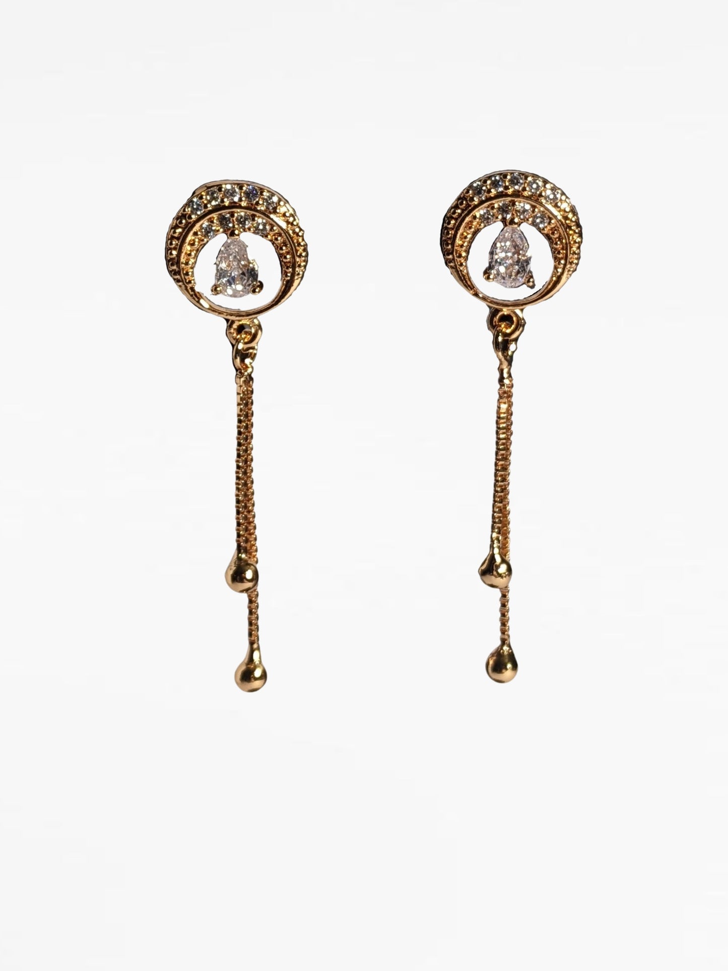 Gold Diamond Encrusted Drop Earrings