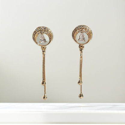 Gold Diamond Encrusted Drop Earrings