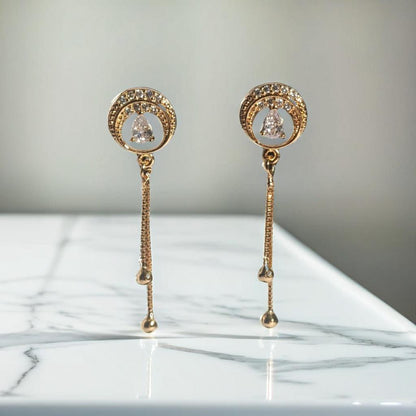 Gold Diamond Encrusted Drop Earrings