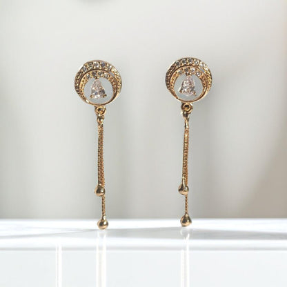 Gold Diamond Encrusted Drop Earrings