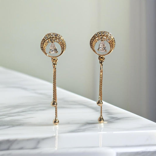 Gold Diamond Encrusted Drop Earrings