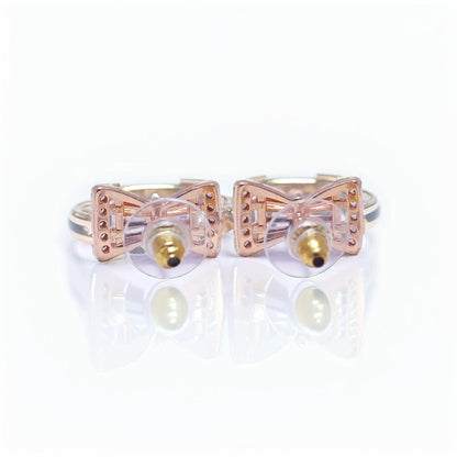 Gold Bow Detail Diamond Stud Earrings