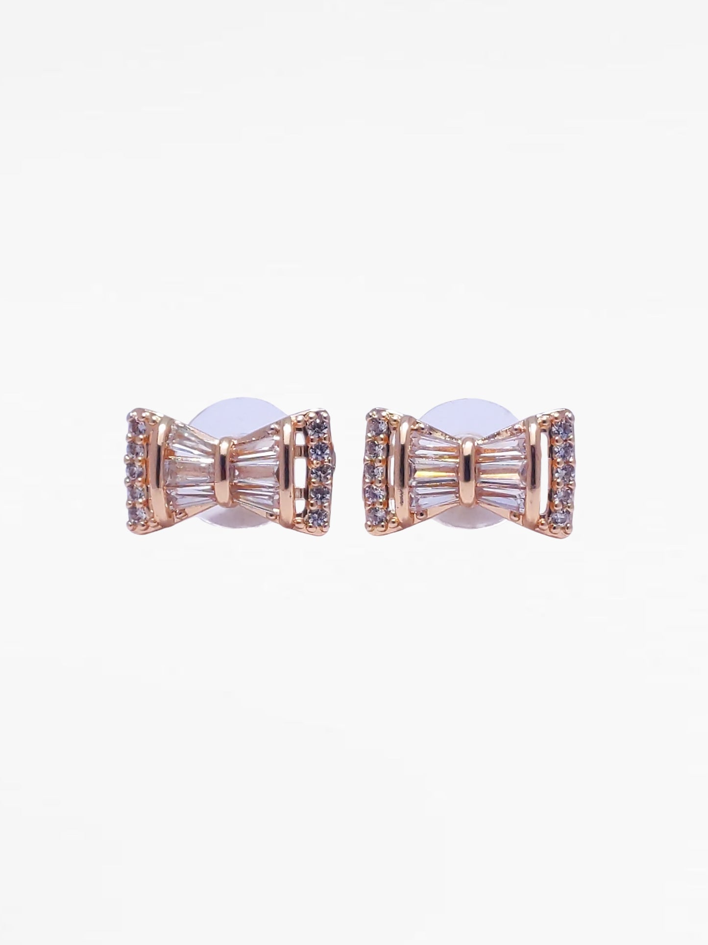 Gold Bow Detail Diamond Stud Earrings