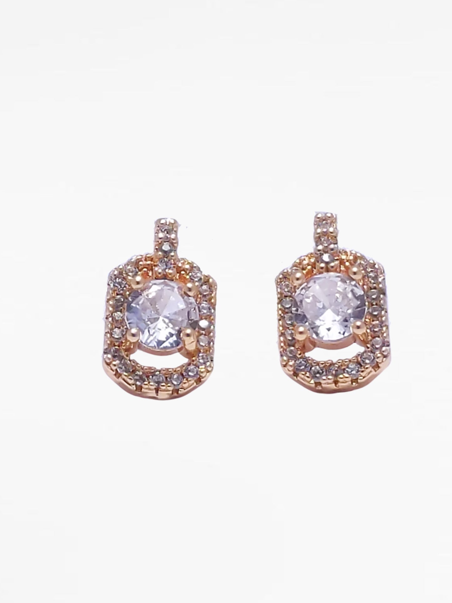 Gold Diamond Oval Stud Earrings