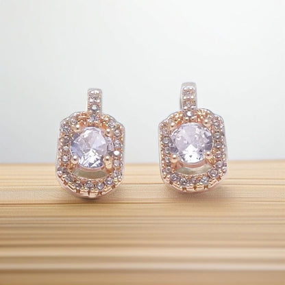 Gold Diamond Oval Stud Earrings