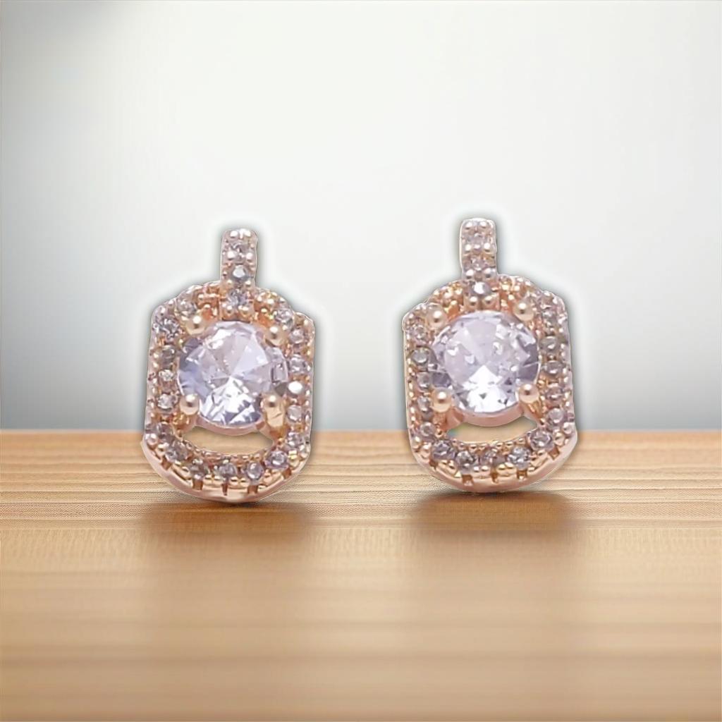 Gold Diamond Oval Stud Earrings