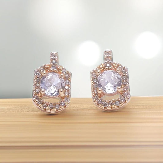 Gold Diamond Oval Stud Earrings