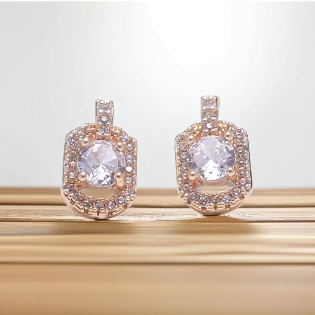 Gold Diamond Oval Stud Earrings