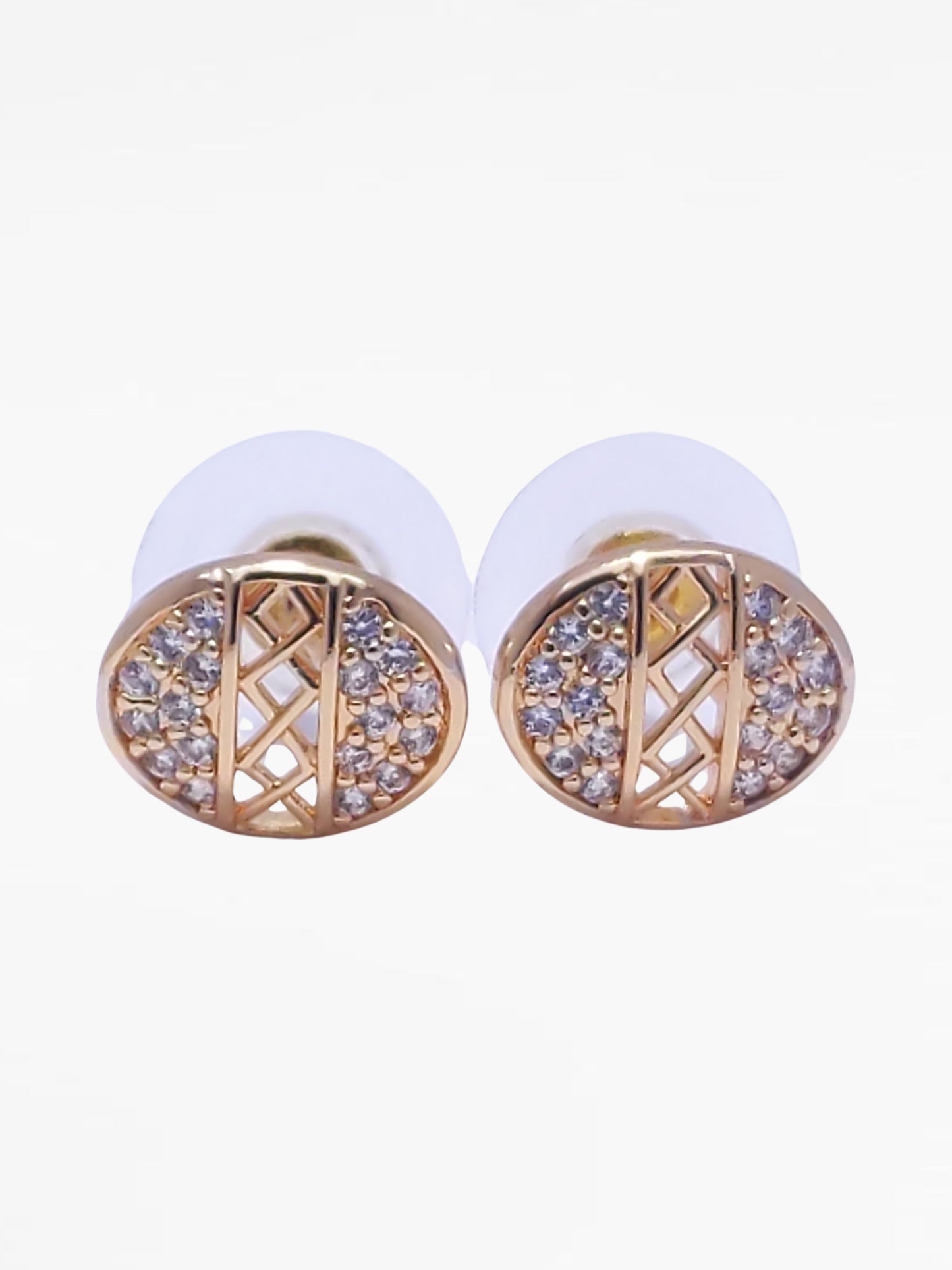 Gold Diamond Detail Stud Earrings