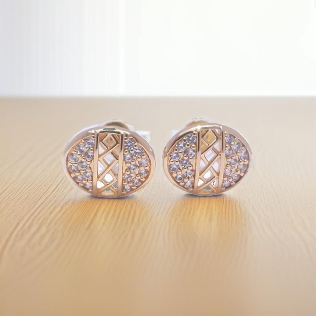 Gold Diamond Detail Stud Earrings