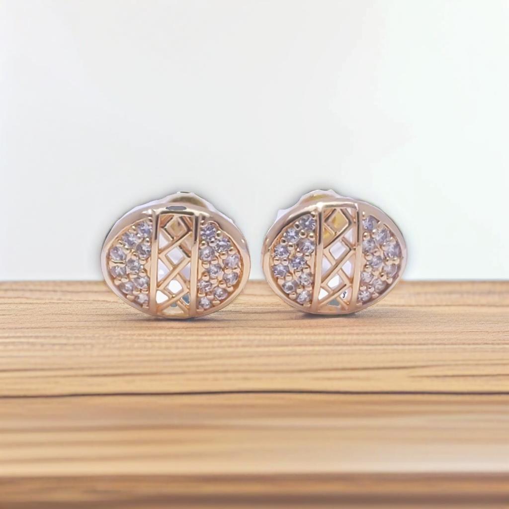 Gold Diamond Detail Stud Earrings