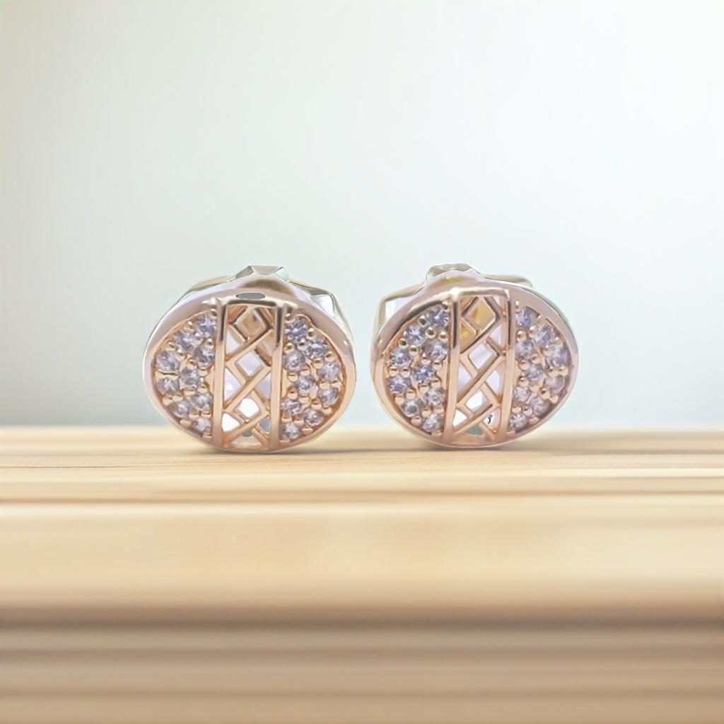 Gold Diamond Detail Stud Earrings