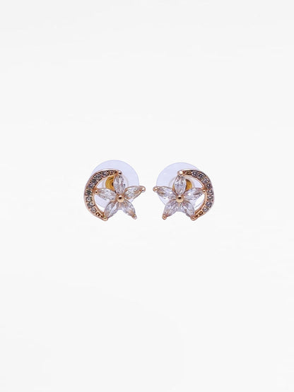 Gold Star Stud Diamond Earrings