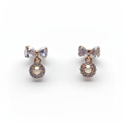 Gold Bow Stud Diamond Earrings