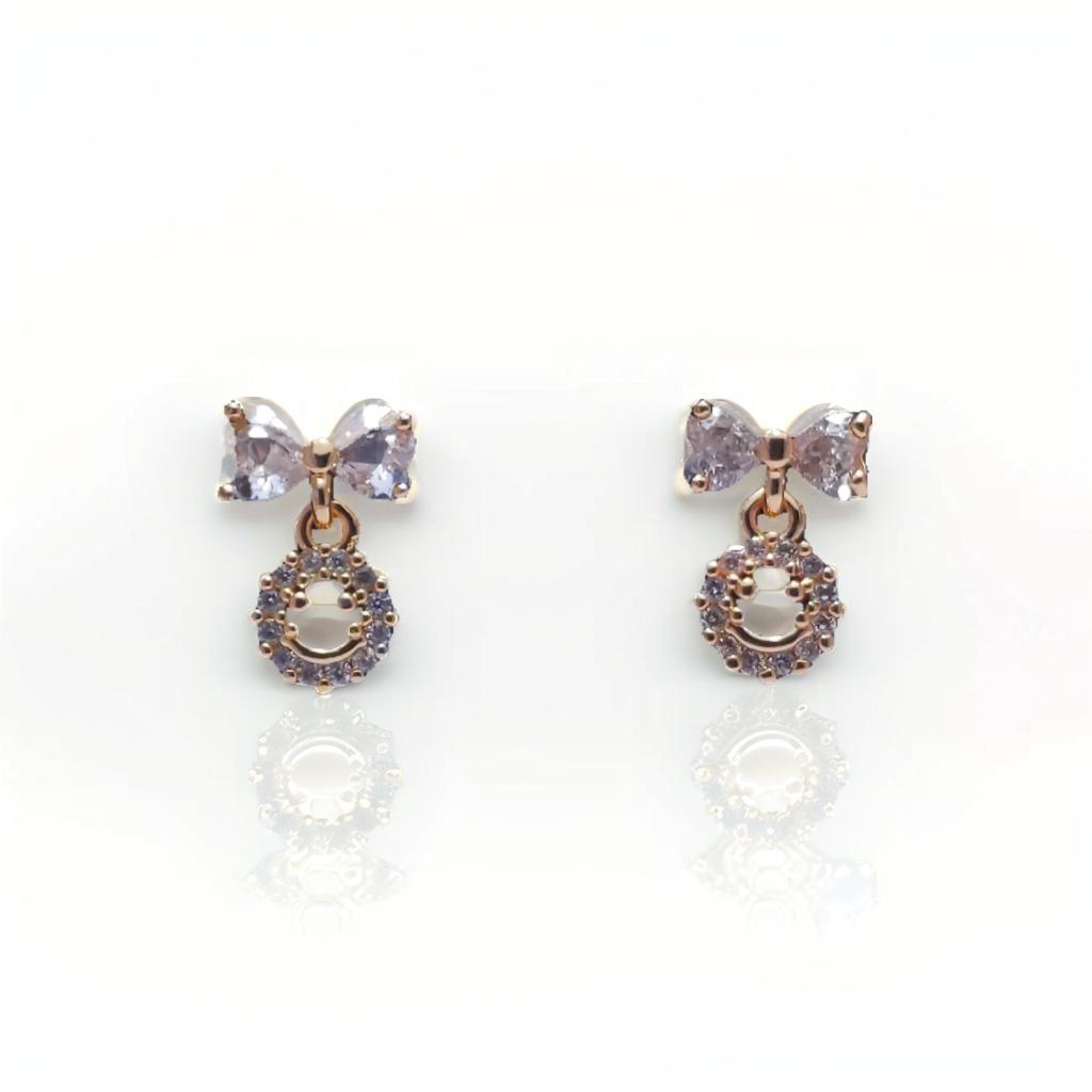 Gold Bow Stud Diamond Earrings