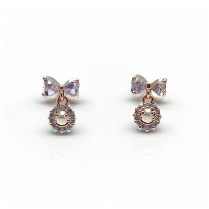 Gold Bow Stud Diamond Earrings