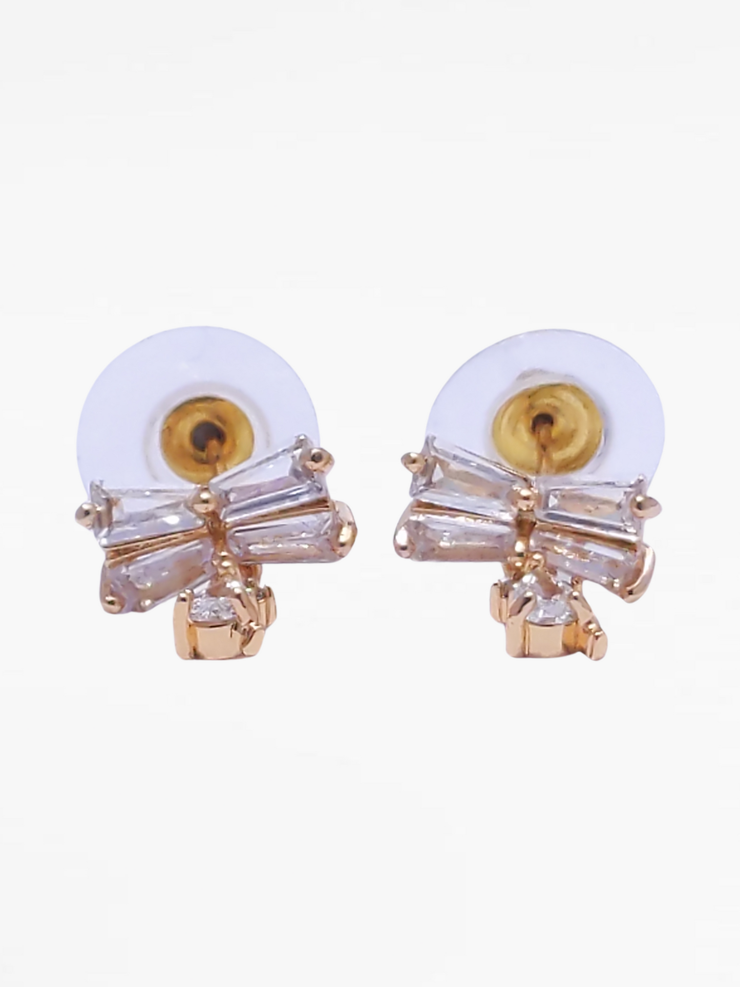 Gold Bow Detail Diamond Stud Earrings