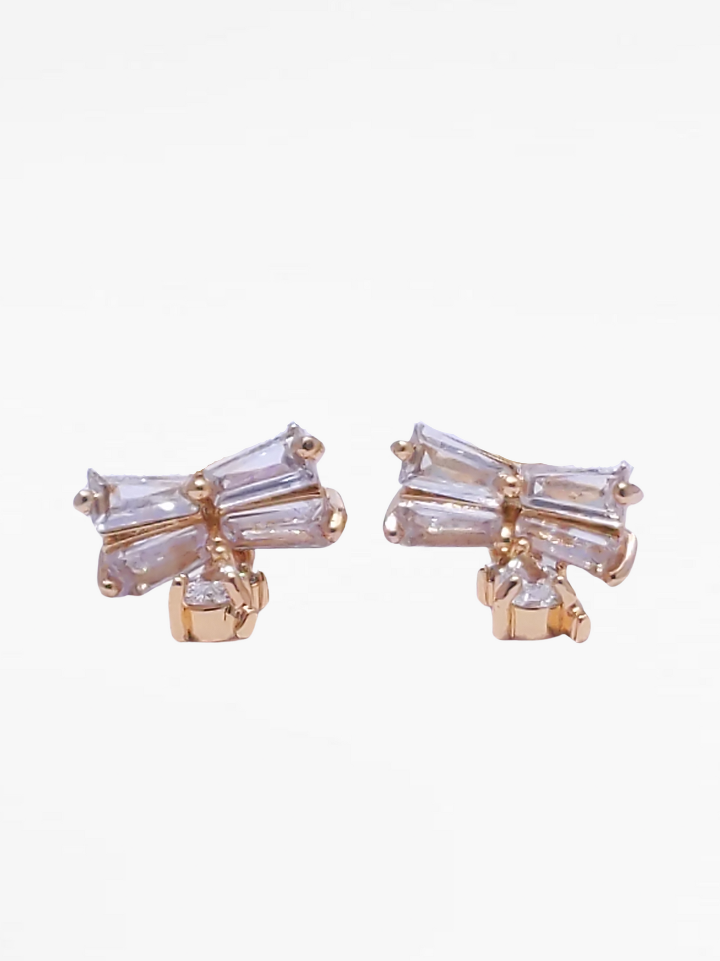 Gold Bow Detail Diamond Stud Earrings