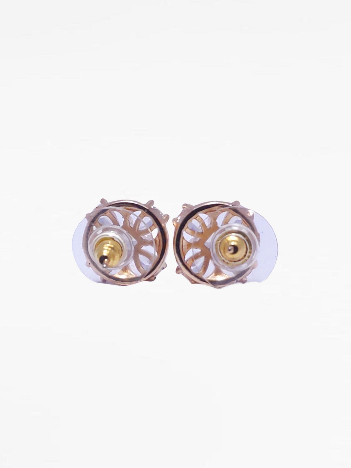 Gold Dimond Flower Detail Stud Earrings