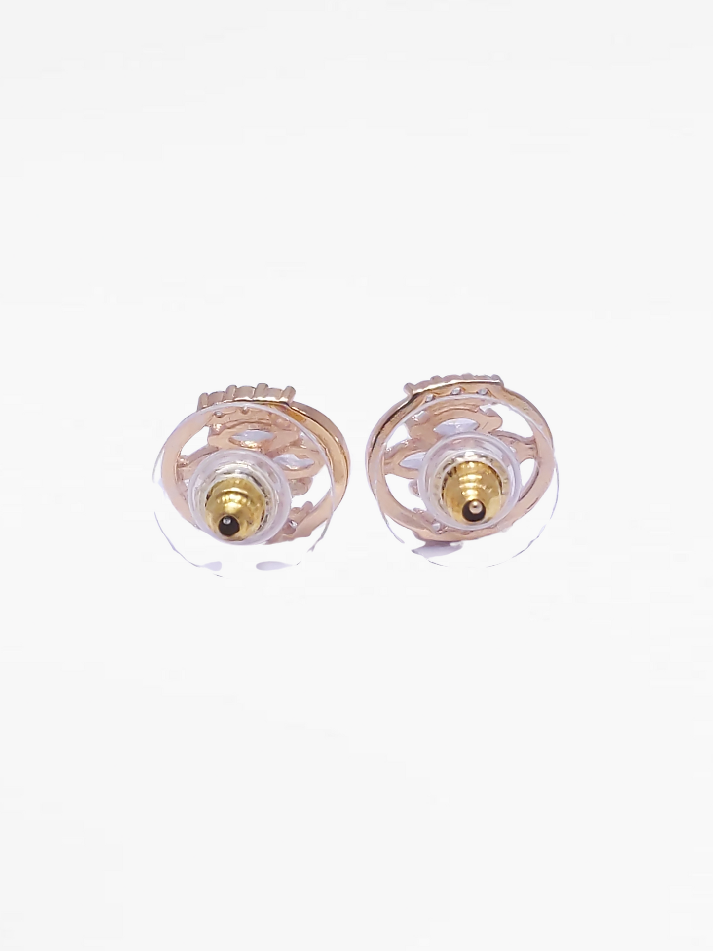 Gold Diamond Detail Stud Circle Earrings