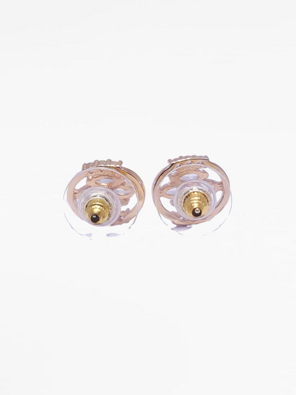 Gold Diamond Detail Stud Circle Earrings