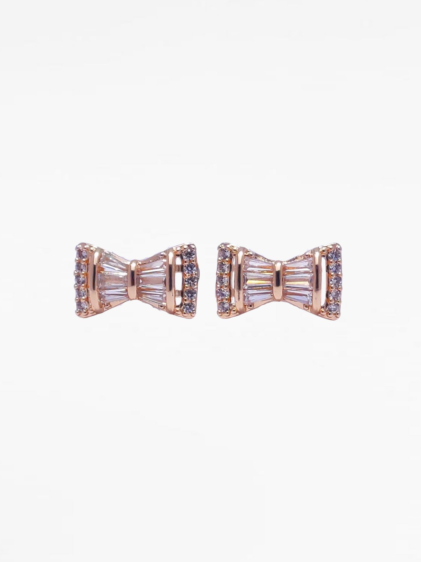 Gold Bow Detail Diamond Stud Earrings