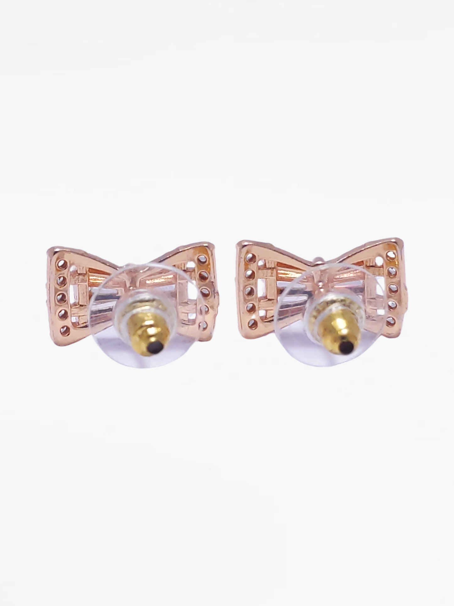 Gold Bow Detail Diamond Stud Earrings