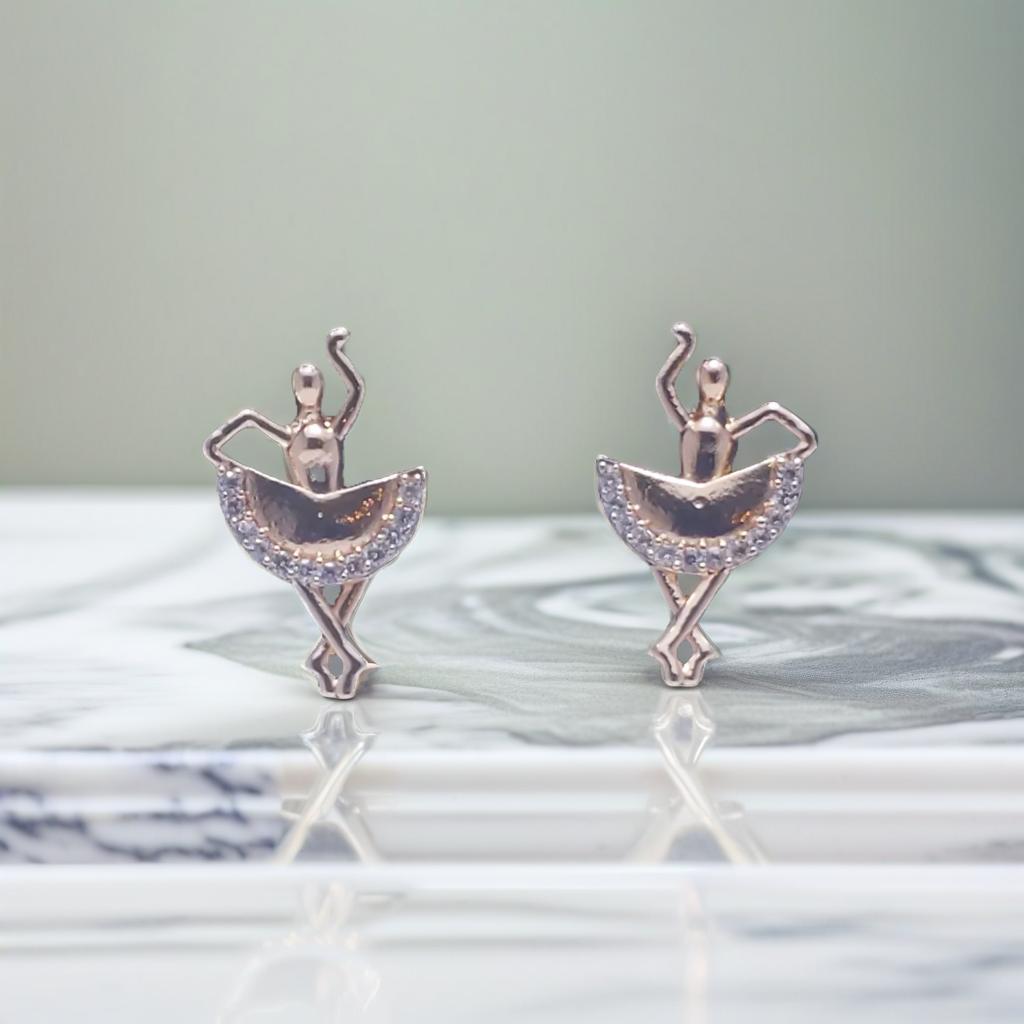 Gold Ballet Silhouette Dancer Drop Earrings