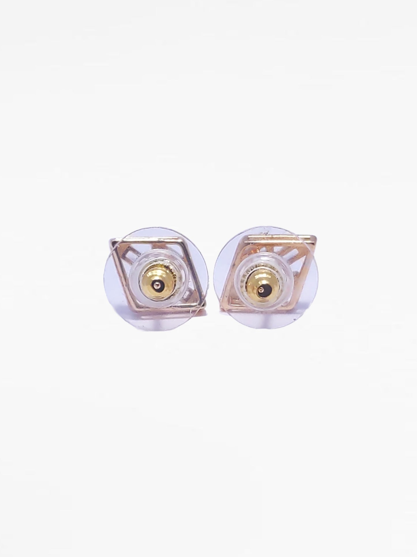 Gold Trapezoid Stud Diamond Earrings