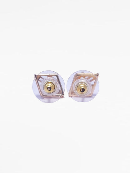 Gold Trapezoid Stud Diamond Earrings