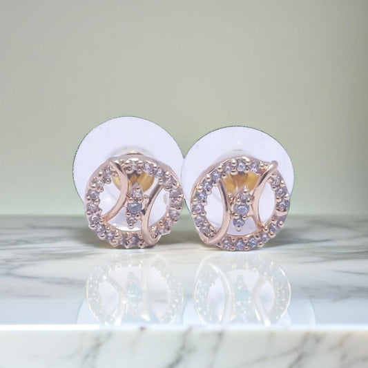 Gold Diamond Shape Stud Earrings