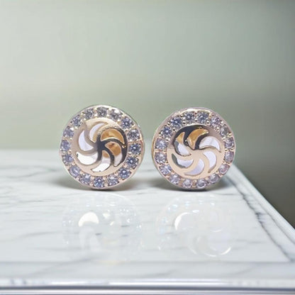 Gold Swirl Diamond Encrusted Earrings