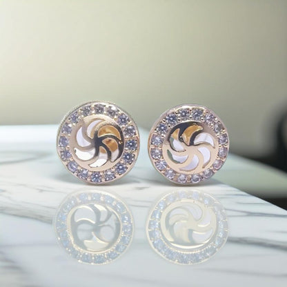 Gold Swirl Diamond Encrusted Earrings