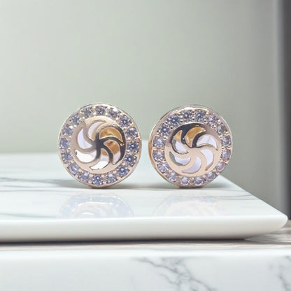 Gold Swirl Diamond Encrusted Earrings