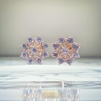 Gold Diamond Star Stud Earrings