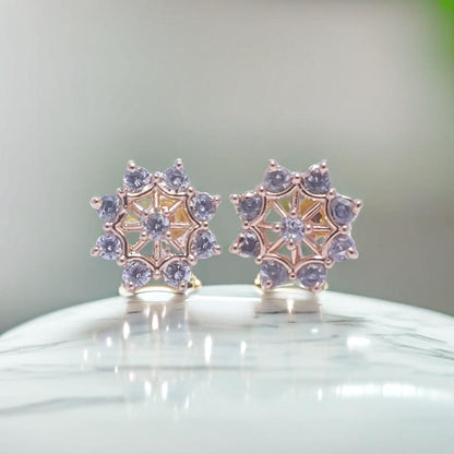 Gold Diamond Star Stud Earrings