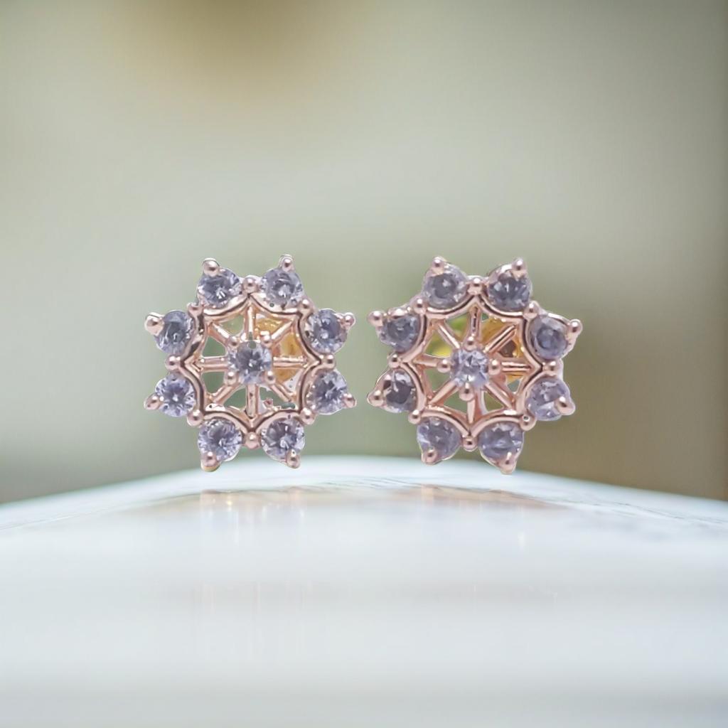 Gold Diamond Star Stud Earrings